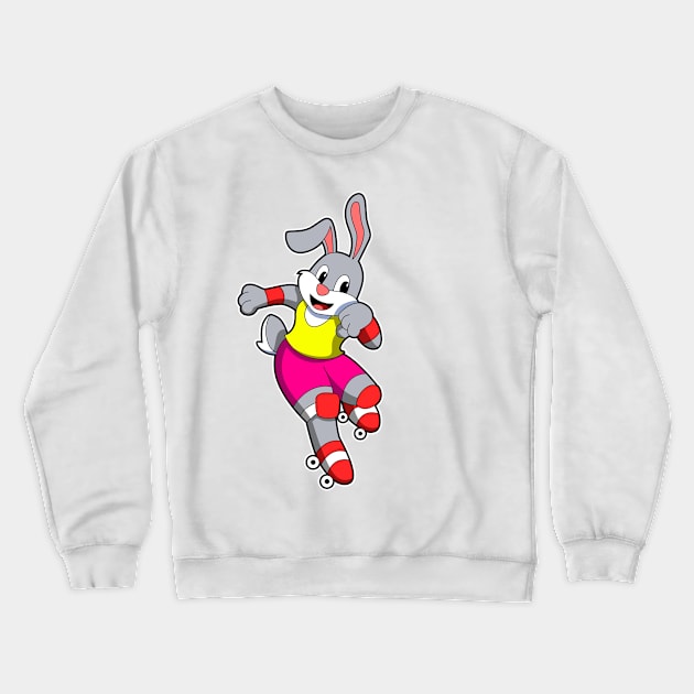 Rabbit at Inline skating with Inline skates & Helm Crewneck Sweatshirt by Markus Schnabel